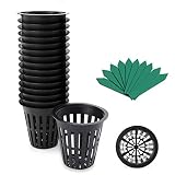 GROWNEER 50-Pack 2 Inch Garden Slotted Mesh Net Cups, Heavy Duty Net Pots with 50 Pcs Plant Labels, Wide Lip Bucket Basket for Hydroponics