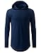 URBANCREWS Mens Hipster Basic Long Sleeve Pullover Hoodie Shirt Navy XLarge