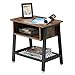 VASAGLE Industrial Nightstand, 2 Tier Side Table with Storage Rack, Wood Look Accent Furniture with Metal Frame, Easy Assembly
