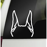 DECALBUNNY Doberman Decal | Doberman Ears Bumper Sticker Window Laptop Tumbler White Decal | 4.7" x 5.5" Size | Made in USA