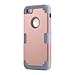 iPhone SE Case, Pandawell? Hybrid Heavy Duty Shockproof Full-Body Protective Case with Dual Layer [Hard PC+ Soft Silicone] Impact Protection for Apple iPhone SE / iPhone 5 SE - Rose Gold/Grey