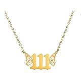 SUNSCSC Butterfly Necklaces Angel Number Necklaces for Women 444 666 777 888 Dainty Numerology Choker Jewelry Gold Necklace f