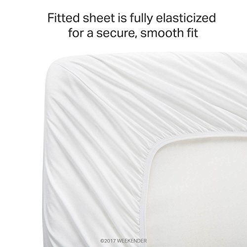 WEEKENDER 200 Thread Count Hotel Fitted Sheet - Cotton Rich Blend - White - Full,