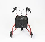 NRS Healthcare 3 Wheel Steel Rollator Walker Red with Bag, Adjustable Height view 7