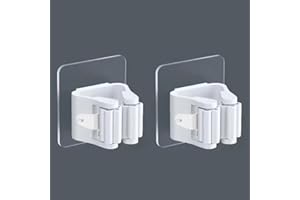 2-Pack Easy-Install Mop & Broom Holder, No-Drill Adhesive Wall-Mounted Storage Rack for Kitchen and Bathroom, Space-Saving De