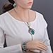 YAZILIND Jewelry Sets Silver Plated Retro Green Synthesis-Turquoise Flower Pendant Necklace Drop Earrings Bracelet