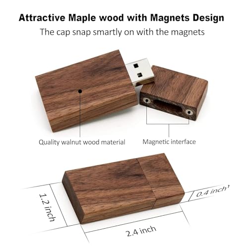 Yaxiny 5 x Rectangular Walnut Wood USB 2.0/3.0 Flash Drives 3.0/64GB Wood USB Disk-4