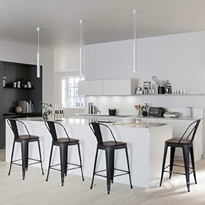 Buy Aklaus Metal Bar Stools Set Of 4 Counter Height Stools With Backs Counter Stools High Back Bar Chairs 26 Inch Matte Black Online In Indonesia B0869krld9