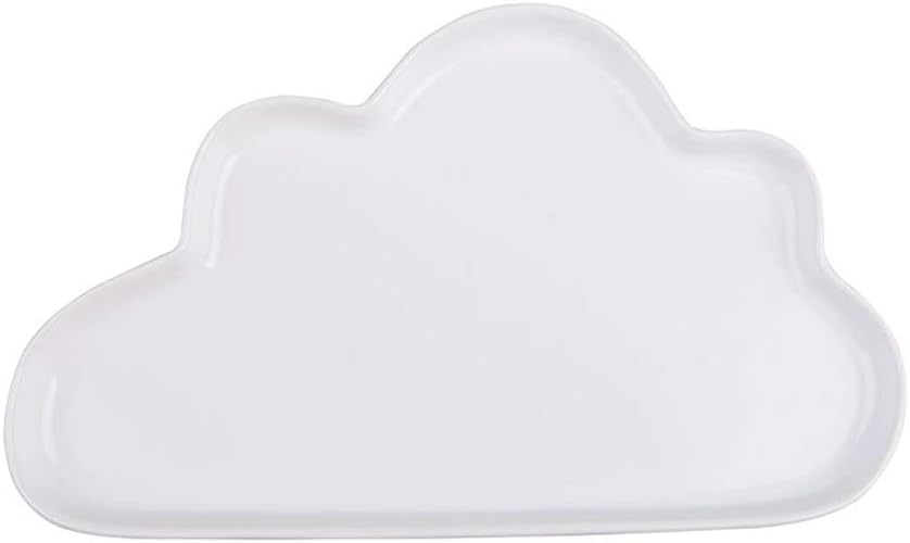White Plate Creative Irregular Ceramic Plate Cute Pure Color Cloud Shaped Tray Steak Soup Bread Dish Cake Dessert Salad Fruit Sushi Snack Noodle Candy Plate Smooth Surface Gift Friend Kid Family Chef