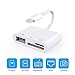 SD Card Reader, Digital Camera Reader Adapter Cable, Lighting to USB Camera Adapter, SD/TF Card Reader, Trail Game Camera Viewer for Phone/Pad, No App Required (White)