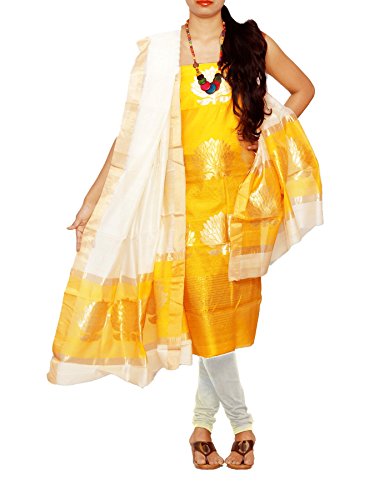 Unnatisilks Women Unstitched orange-green pure handloom Uppada ...