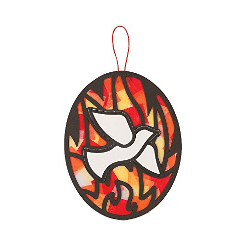Fun Express - Pentecost Tissue Acetate ck for Easter - Craft Kits - Hanging Decor Craft Kits - Tissue Paper Crafts - Easter - 12 Pieces