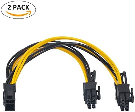 6 Pin to 2 x PCIe 8 Pin (6+2) Graphics Card PCI Express Power Splitter Extension Cable(2 Pack)