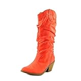 Women's Mid Knee Western Cowboy Combat Stacked Slouched Boot