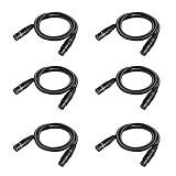 3.2 ft Flexible DMX Cable, JLPOW Gold-Plated 3 Pin Male to Female XLR Cable DMX Wire, Best for DJ Stage Light Moving Head Par Lights (6 Pack)