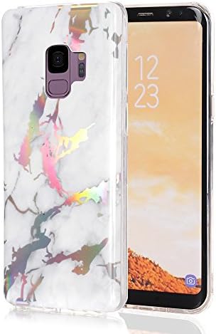 Galaxy S9 Plus Case, AOKER [Marble Pattern Design] [Slim Fit] Flexible TPU Ultra-Thin Soft Rubber Silicone Skin Shock Absorption Slim Protective Case for Samsung Galaxy S9 Plus (White)