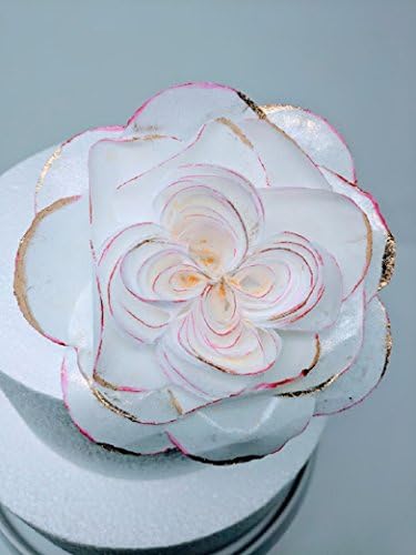 3D Edible Rice Paper English Rose Flower with Powder Gold - for Cake Decoration, 3D Cake Toppers.