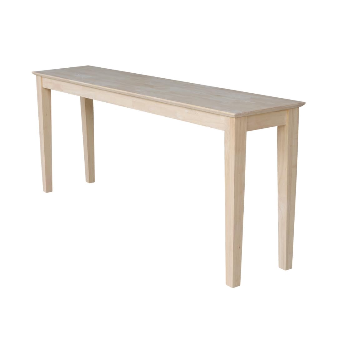 International Concepts Shaker Console Table, 72-Inch Long, Solid Parawood, Unfinished Image