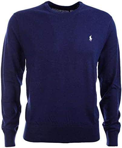 Polo Ralph Lauren Men's Cashmire Cotton Blend Pulover Crewneck Sweater (M, Navy Blue)