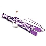 CLOUDMUSIC Purple Ukulele Strap Floral Ukulele Strap with Strap Button (Butterfly Purple)