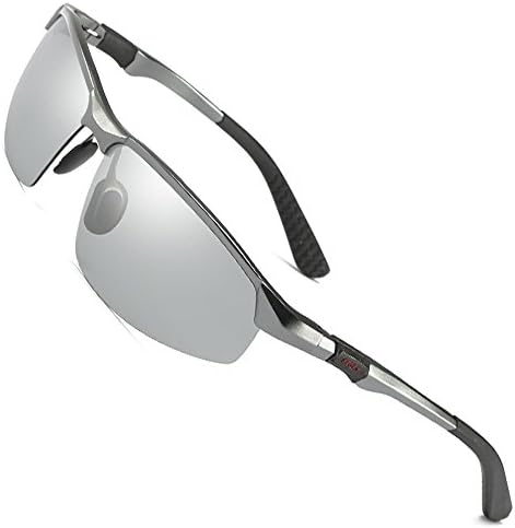 MOTELAN Men's Photochromic Polarized UV400 Sunglasses for Driving Fishing Golf Cycling Hiking Grey