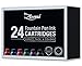 Fountain Pen Ink Refill Cartridges 24 Ink Cartridges (6 colors Variety Set) Black Blue Red Green Purple Pink - For Executive Writing Signature Calligraphy Pens Set Standard International Size