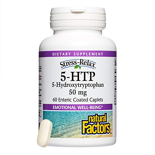 Natural Factors - Stress-Relax 5-HTP 50mg, Naturally Supports Emotional Well-Being by Promoting Healthy Serotonin Levels, 60 Enteric Coated Caplets