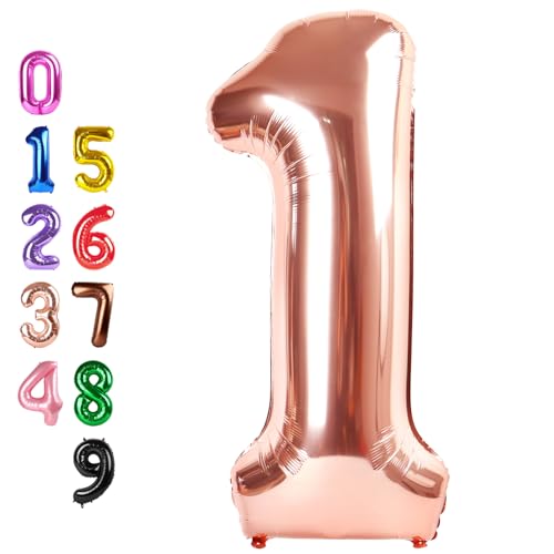 Number Balloons Rose Gold 1 Balloon