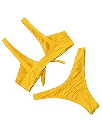 RUUHEE traje de baño de 2 piezas con lazo y nudo para dama, color sólido, estilo V