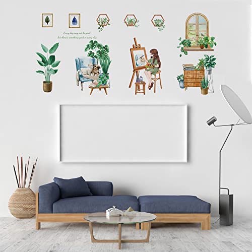 Sazfli Wall Decals, Large Wall Stickers for Bedroom and Living Room | Plants, Girls, Animals | Removable Stickers for Home Walls Decoration as Housewarming Birthday Gift, HT94042