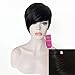 HOTKIS Human Hair Short Black Wig With Bangs Short Human Hair Wigs For Women Short Black Straight Wigs (Long Bangs-1b#)