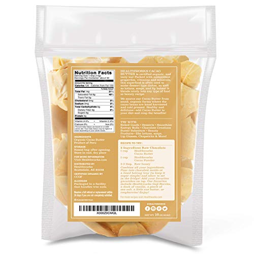 Healthworks Cacao Butter (16 Ounces / 1 Pound) Organic | Unrefined Non-Deodorized Cocoa | Certified  - //coolthings.us