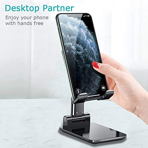 I love e iFecco Universale Supporto Dock, Porta Cellulare da Tavolo Regolabile per Tablet/Telefono Regolabile e Antiscivolo, Supporto Smartphone Compatibile con iPhone, Samsung, Huawei, Kindle (Nero)