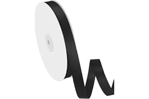 Isaspire 5/8" Width x 100 Yards Satin Ribbon, Black Ribbon Perfect for DIY Craft, Bows, Gift Wrapping, Flower Bouquet, Valentine's Day, Christmas and Halloween Party Decoration