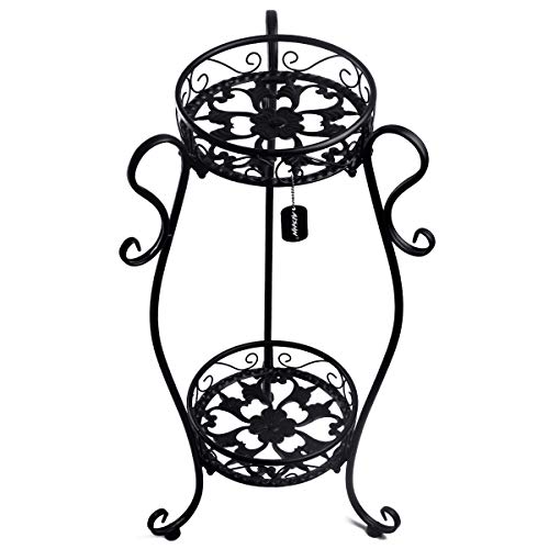 AISHN Metal Plant Stand 2-Tiered Potted，Supports Floor Flower Pot Round Rack Display，Perfect for Home, Garden, Patio, Outdoor Indoor - Thumbnail 6