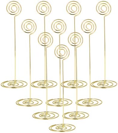 Volla Place Card Holders Wire Table Number Holder Stand 8.6 Inch Memo Clip for Photo Card Picture Note - 10pcs (Gold 23cm)