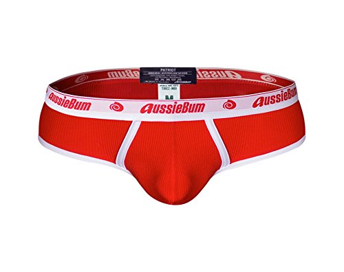 AUSSIEBUM Men's Underwear WJ Patriot Brief Wht-Ab Red L