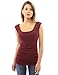 PattyBoutik Women Scoop Neck Ruched Tank Top (Burgundy Small)