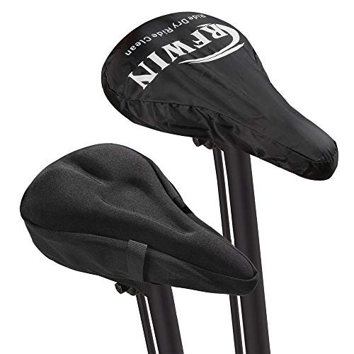 RFWIN Gel Bike Seat Cover, Soft Comfortable Bicycle Seat Cushion, Water & Dust Resistant Bike Saddle Cover Fits Mountain Bikes | Stationary Bikes