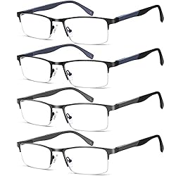 4 Pack Blue Light Blocking Reading Glasses for