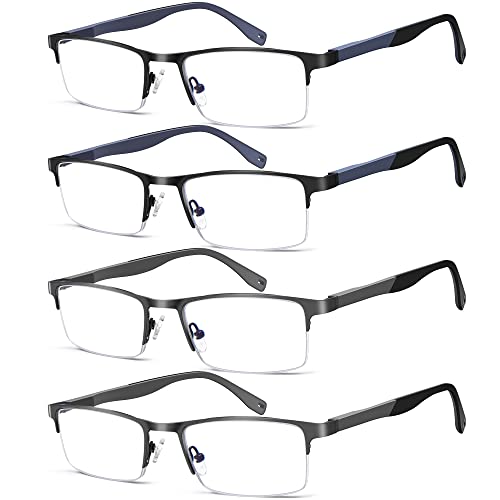 4 Pack Blue Light Blocking Reading Glasses for