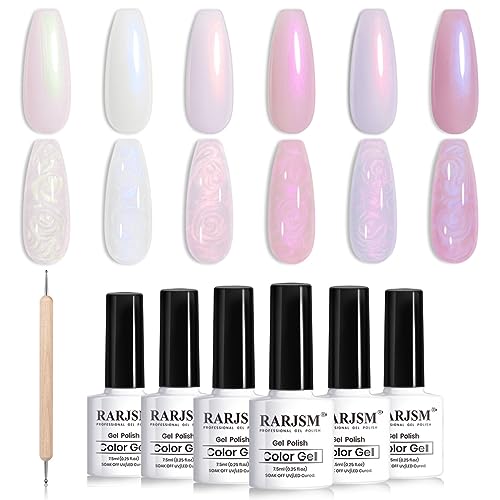 RARJSM Pearl Swirl Effect Gel Nail Polish Set