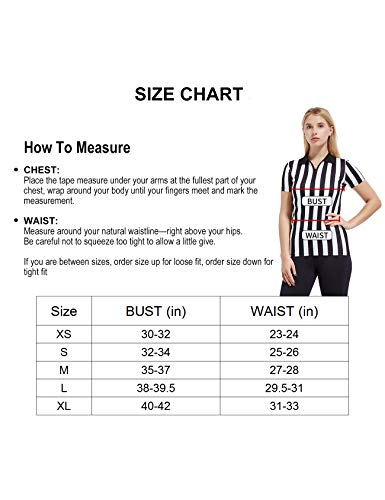 image for FitsT4 Sports FitsT4 Women's Black & White Stripe Referee Shirt,Zipper