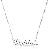 Hidepoo 18K Gold Plated Delilah Name Necklace for Women - Silver Name Necklace