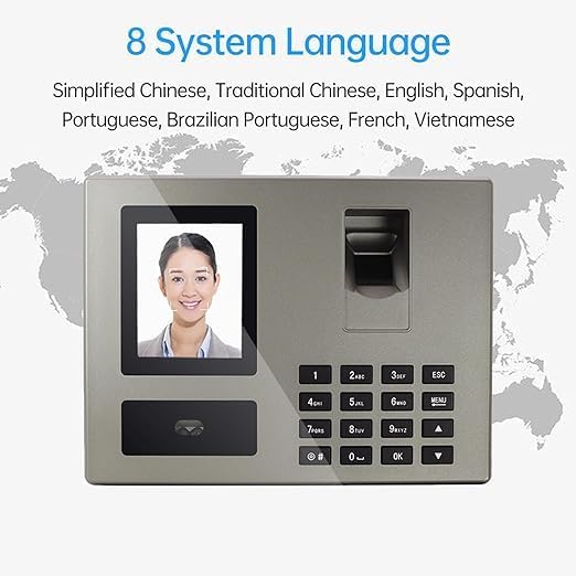 Intelligent Biometric Attendance Machine with Facial Recognition, Fingerprint & Password, 2.8in TFT Screen, Dual-Camera Fast Identification, 8 Languages, Large Storage - جهاز حضور بيومتري ذكي