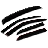 TuningPros WSV-474 Sunroof Moonroof and Out-Side Mount Window Visor Deflector Rain Guard Dark Smoke 5-pc Set