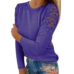 iPOGP Women's Round Neck Solid Color Hollow