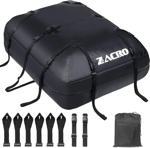 Zacro Car Roof Bag 425 Litres 15 Cubic Feet Cargo Bag, Foldable Waterproof Roof Rack Straps for Any Car with Roof Boxes