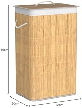 COUNTRY CLUB Bamboo Natural Eco-Friendly Hamper Laundry Basket with Lid view 4