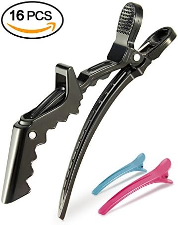 Professional Styling Alligator Hair Sectioning Salon Clips on Thick and Thin Hair for Women, Set of 16pcs with 2pcs Gift Clips by Amoyee